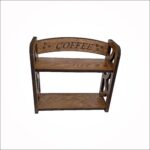 نمای جانبی استند چوبی حکاکی‌شده Coffee - بافت طبیعی چوب