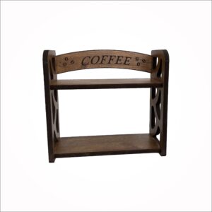 استند کافه بار چوبی یکپارچه با حکاکی نوشته Coffee - نمای کامل