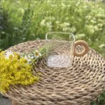 استکان مربعی شیشه‌ای با دسته چوب بامبو - ترکیب مدرن و طبیعی